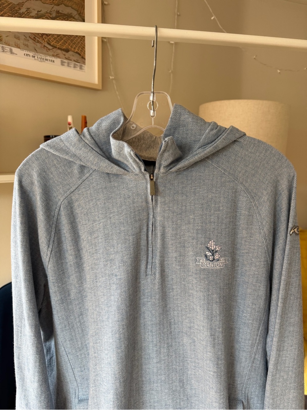 KJUS Inverness Light Blue Half-Zip Performance Cashmere blend Hoodie Grafton